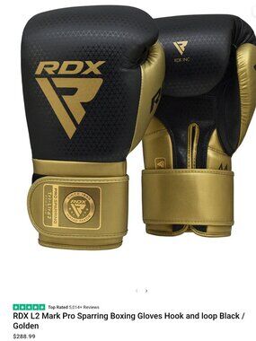 RDX L2 Mark Pro Sparring Boxing Gloves Hook and Loop Black / Gold Training 12oz